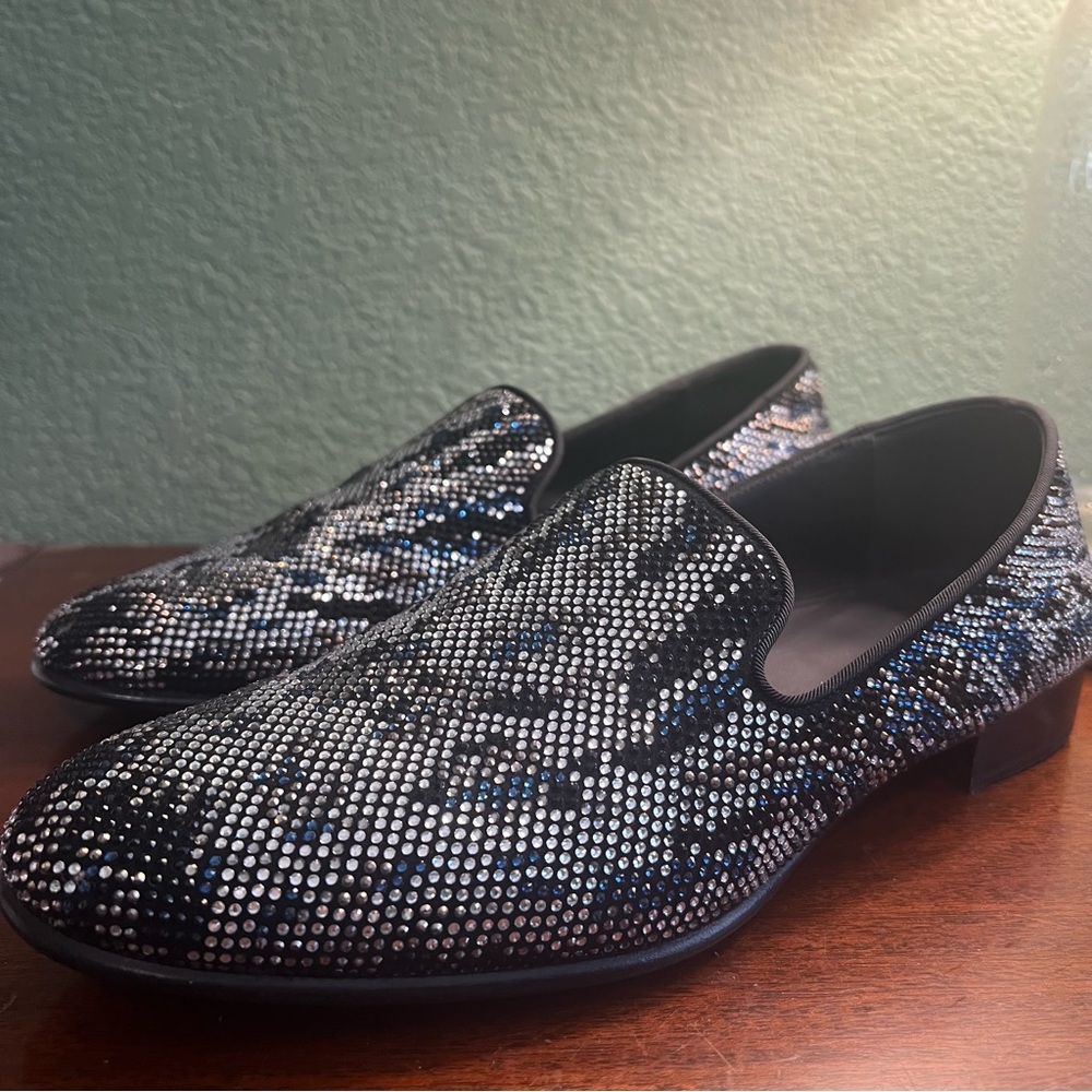 GIUSEPPE ZANOTTI Men’s Dress Shoes Leather With Crystals Slip On 41 US 8